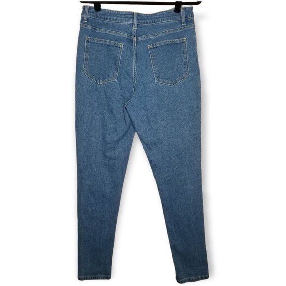 American Apparel High Waisted Tapered Jeans Medium Wash Pencil Pant 30" Inseam - Picture 4 of 9